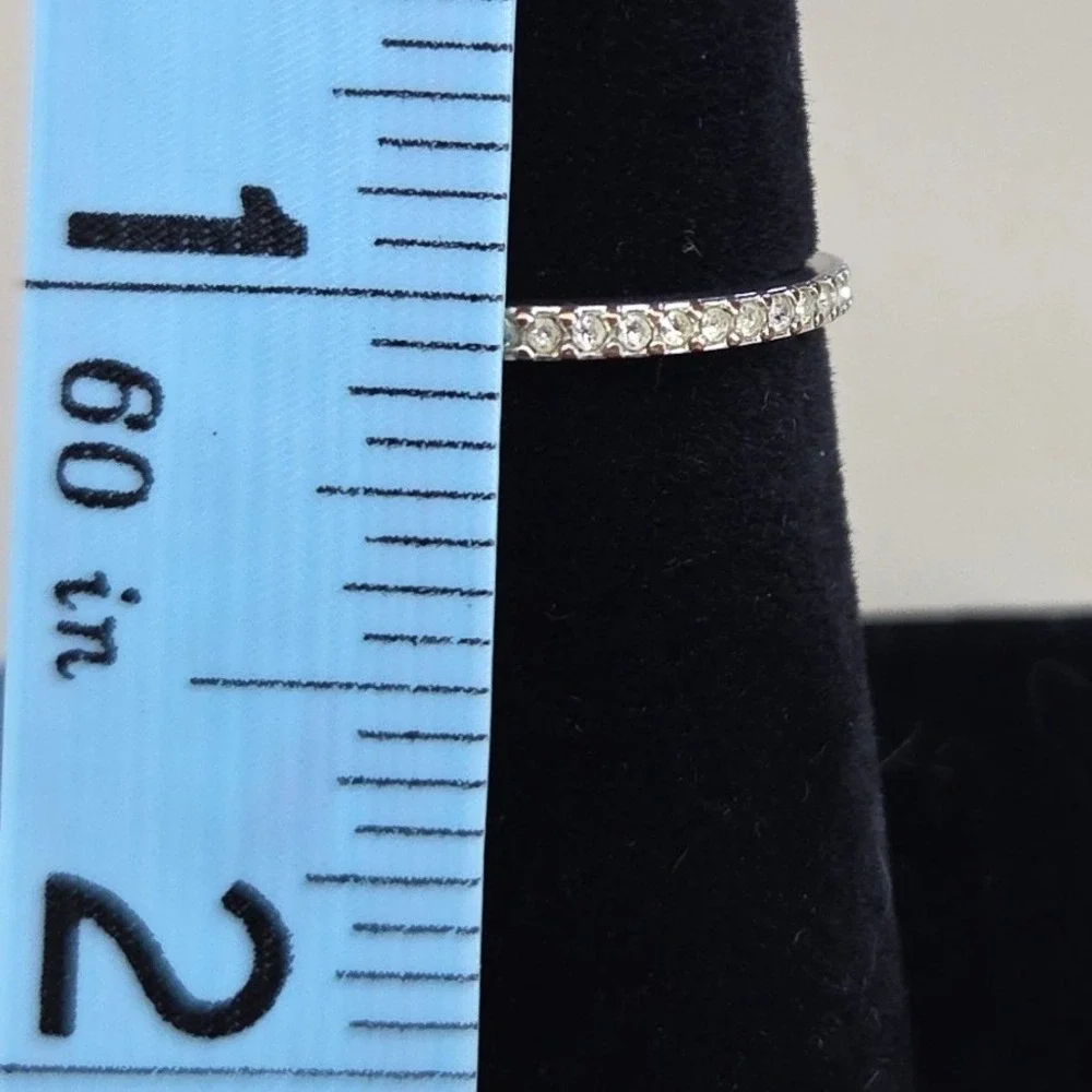 Silver Tone Cubic Zirconia Eternity Band Stackable Ring Size‎ 7